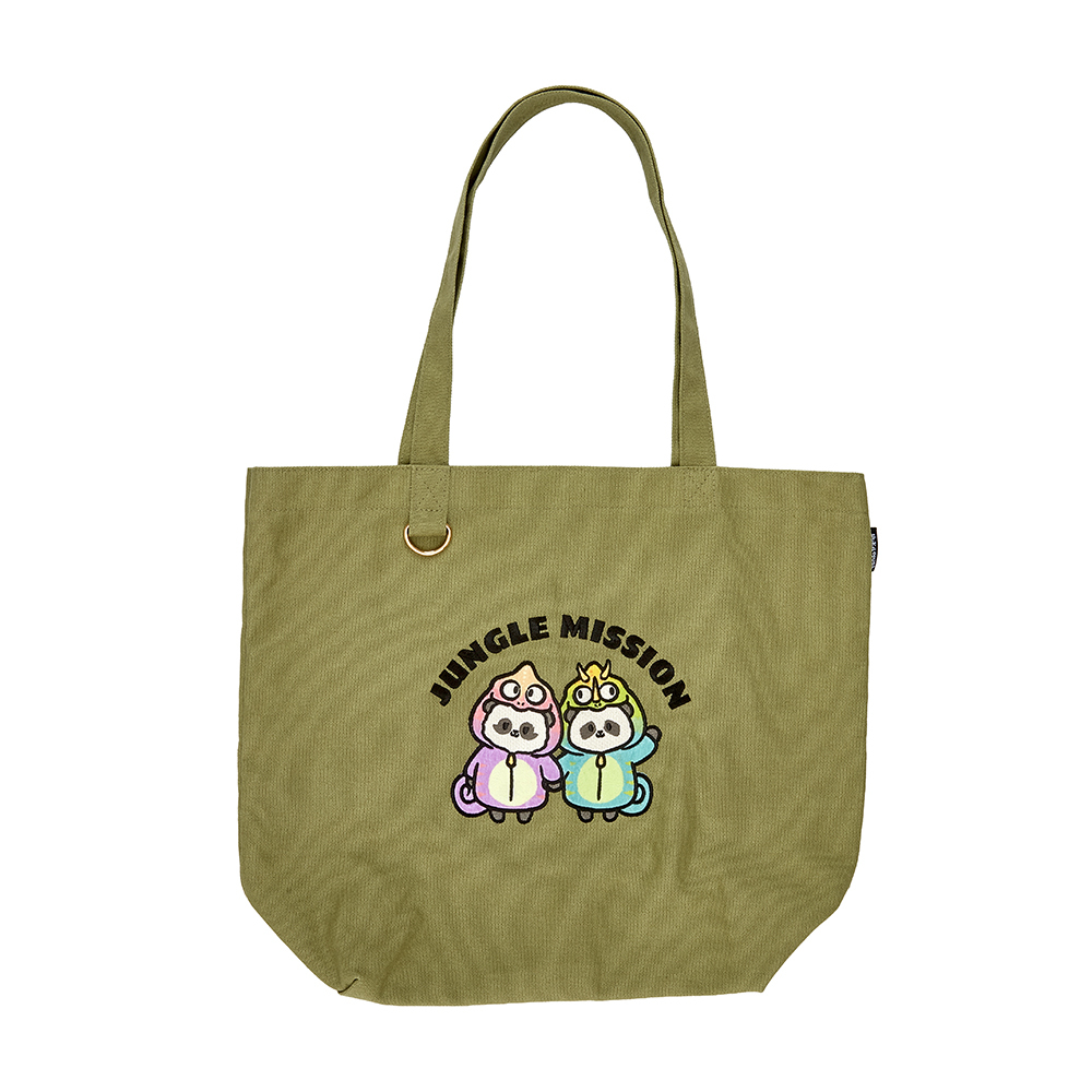 Panda Friends Chameleon Green Canvas Tote Bag