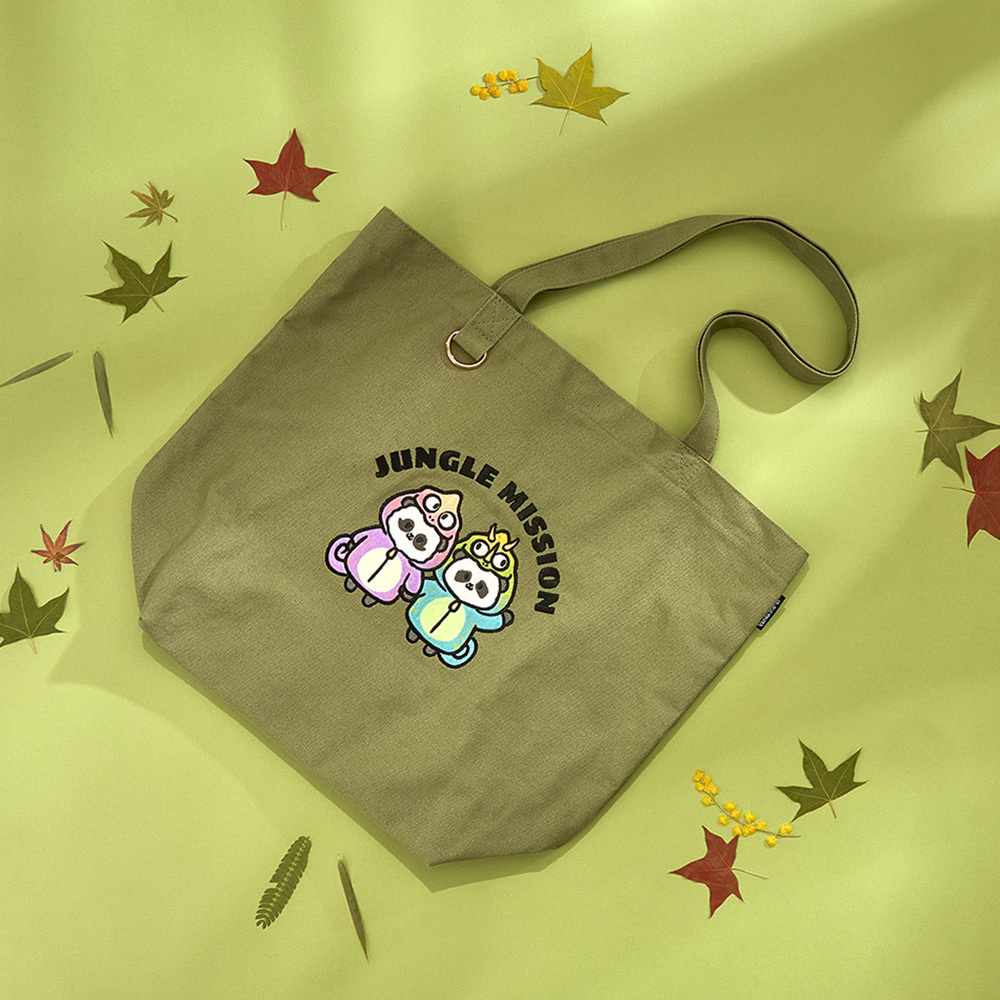 Panda Friends Chameleon Green Canvas Tote Bag