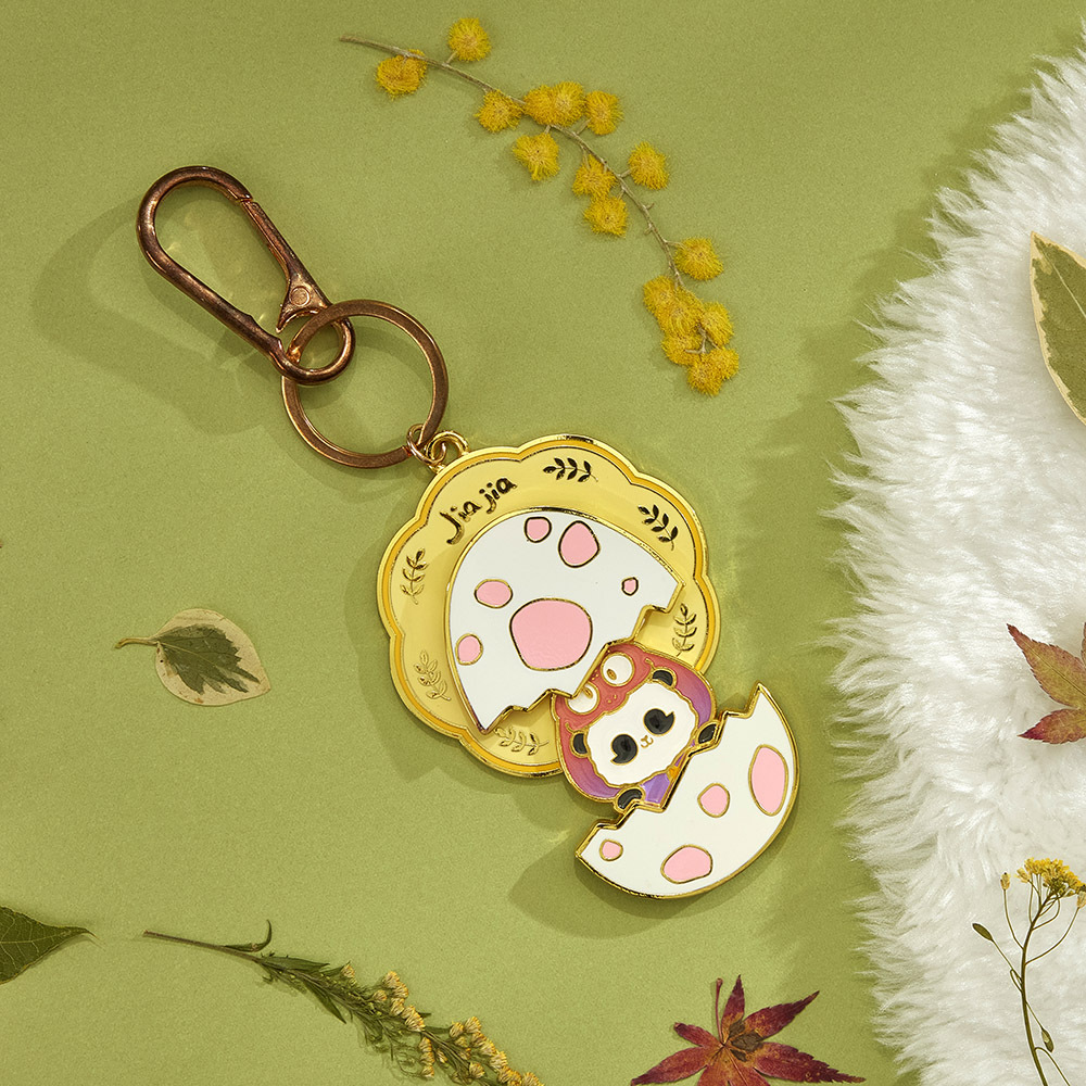 Panda Friends Chameleon Jia Jia Metal Keychain