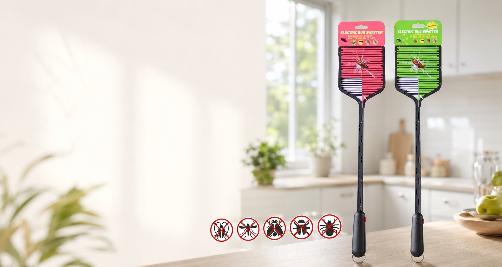 長輩喺廚房手持 ZAPPER+ 電蚊拍同電蠅拍