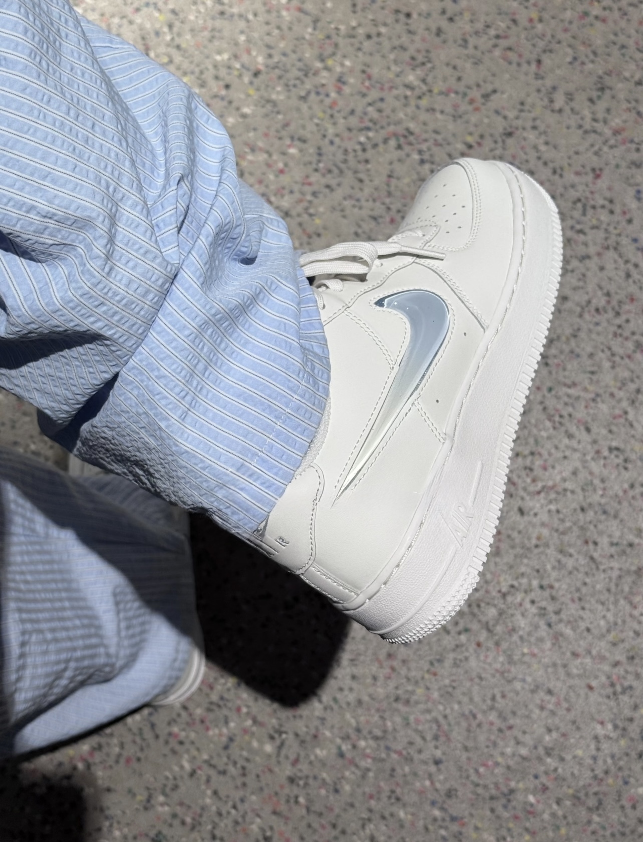 代購-Nike Air Force 1 GS 淺藍白 立體 果凍勾 透明 女鞋 IR0595-101