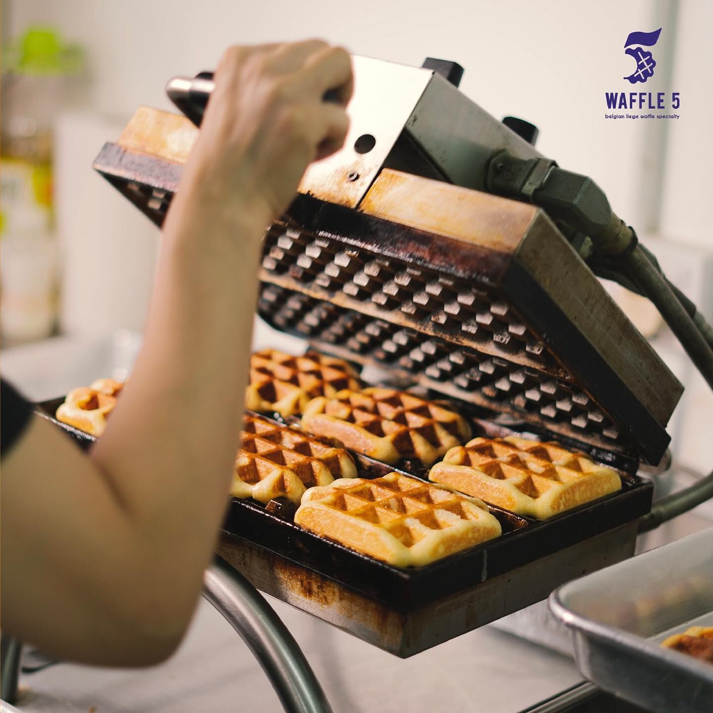 Traditional Belgian Liege waffle with pearl sugar in Malaysia