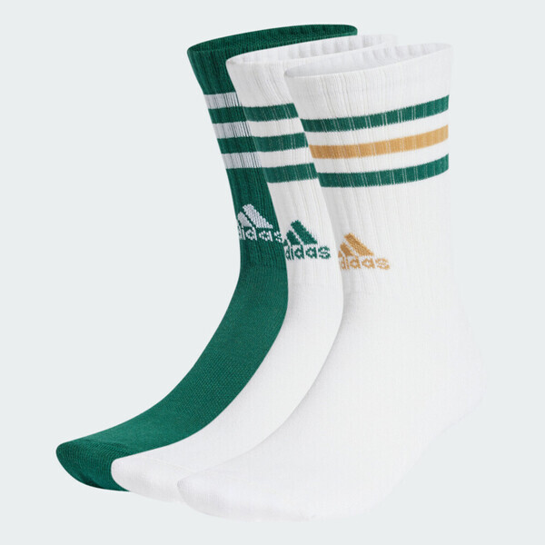 Adidas 3S C SPW CRW 3P JG6047 男女 中筒襪 運動 訓練 休閒 足弓支撐 3雙入 白綠