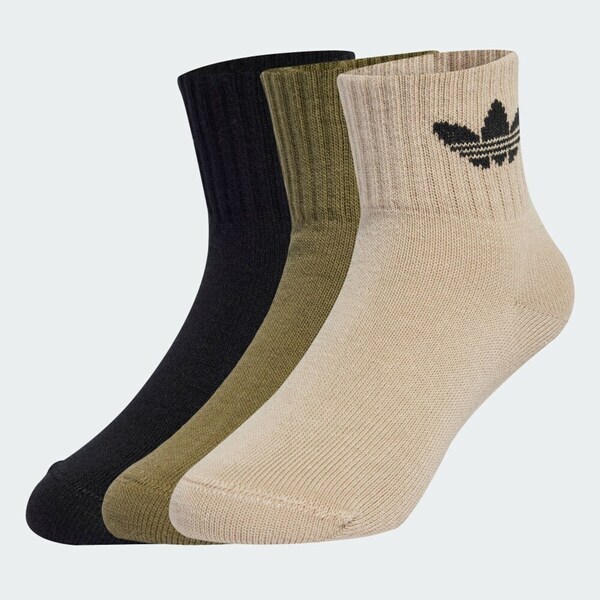 Adidas 愛迪達 Kids Ankle Sock JW2934 兒童 中筒襪 3雙入 米 軍綠 黑