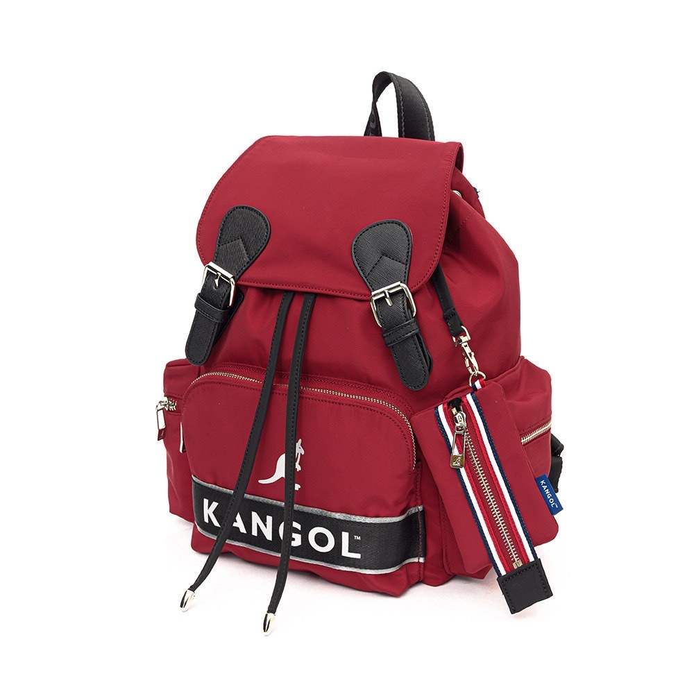 KANGOL 後背包 紅色 尼龍 零錢包 磁吸式 抽繩背包 6255174040