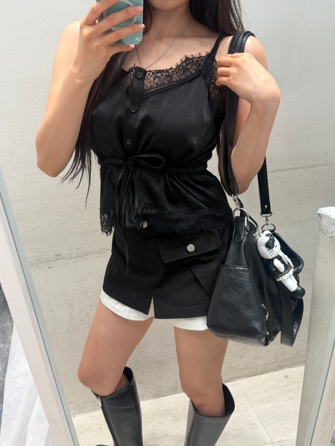 睫毛蕾絲綁腰背心