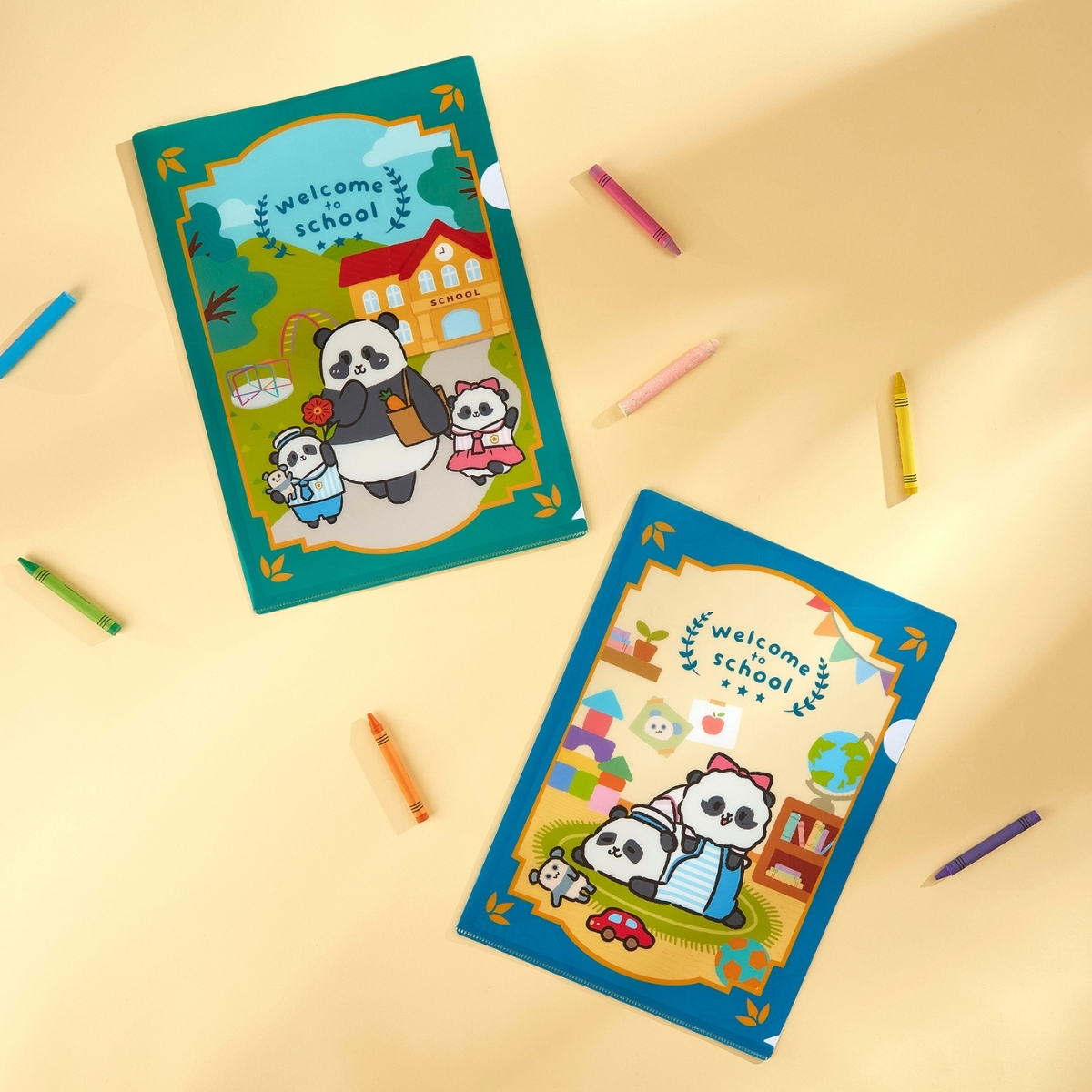 Panda Friends Welcome to School Collection: A4 Folder Set of 2