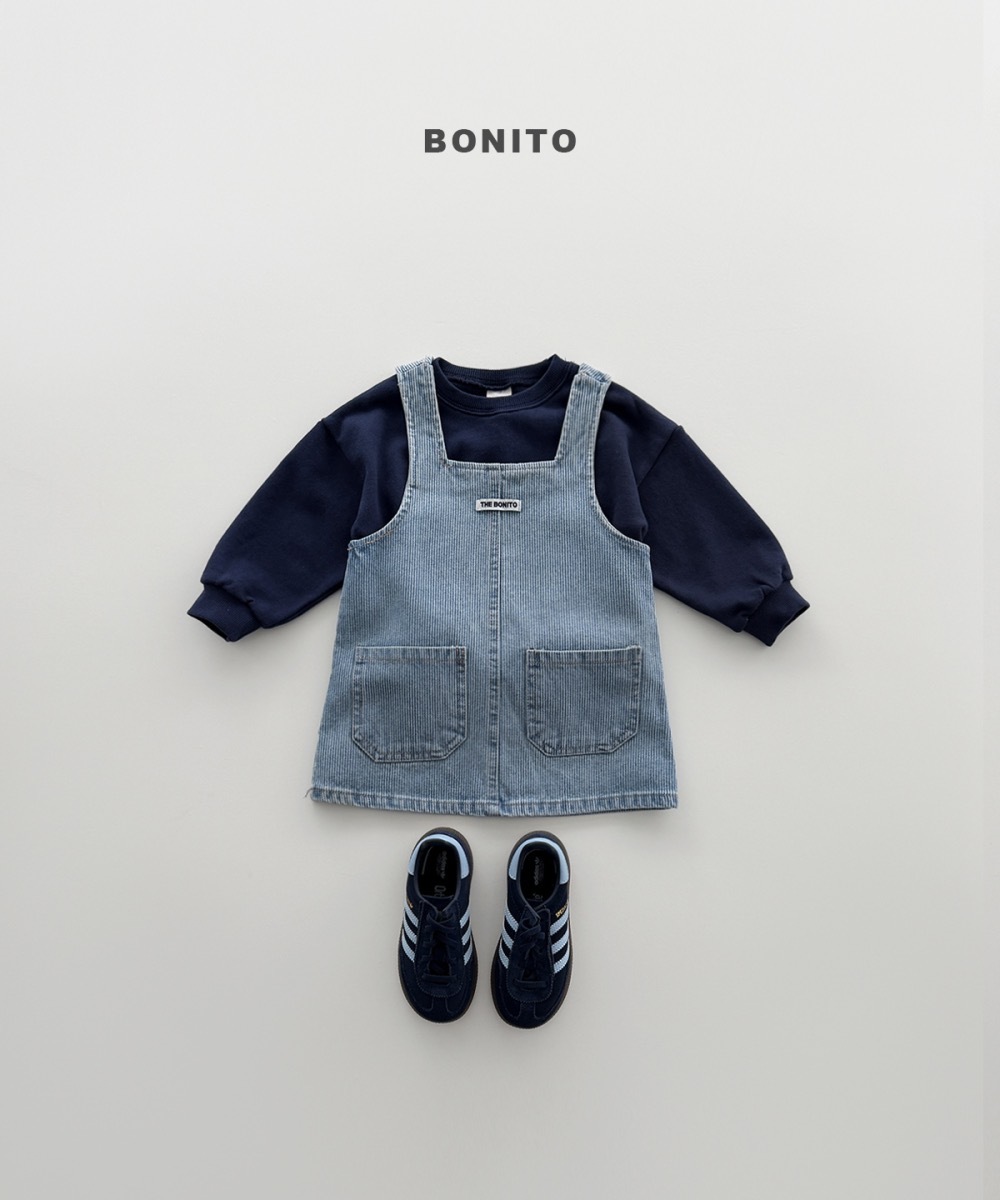 Bonito 復古直紋丹寧牛仔連身裙 / 2色