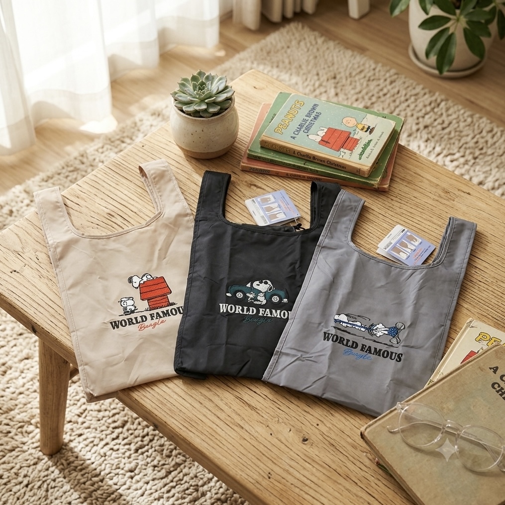 【最新發售】JP Snoopy 純色刺繡袋 附有肩帶扣 4550 TK260728