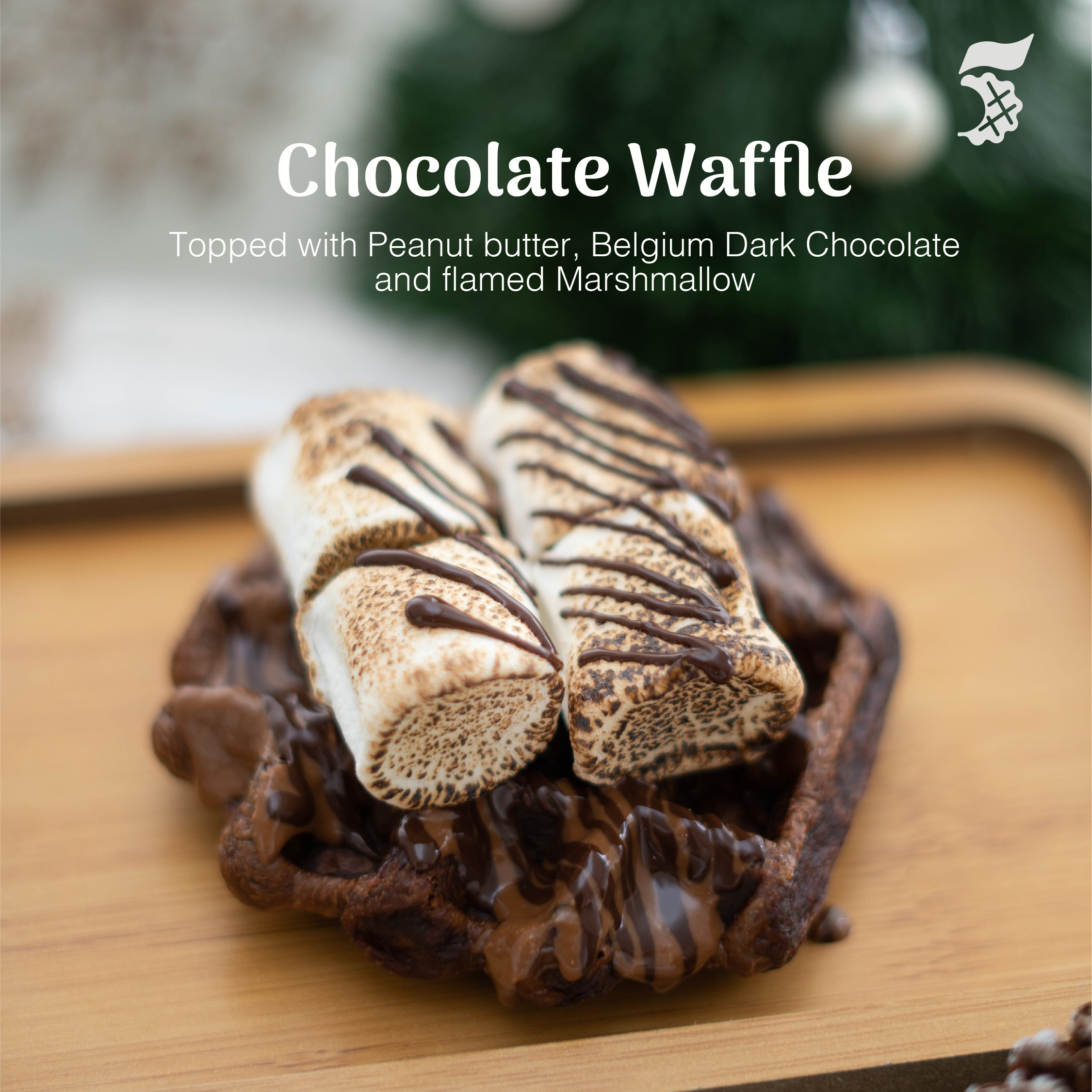 Chocolate Belgian Liege waffle with strawberry and banana in Malaysia