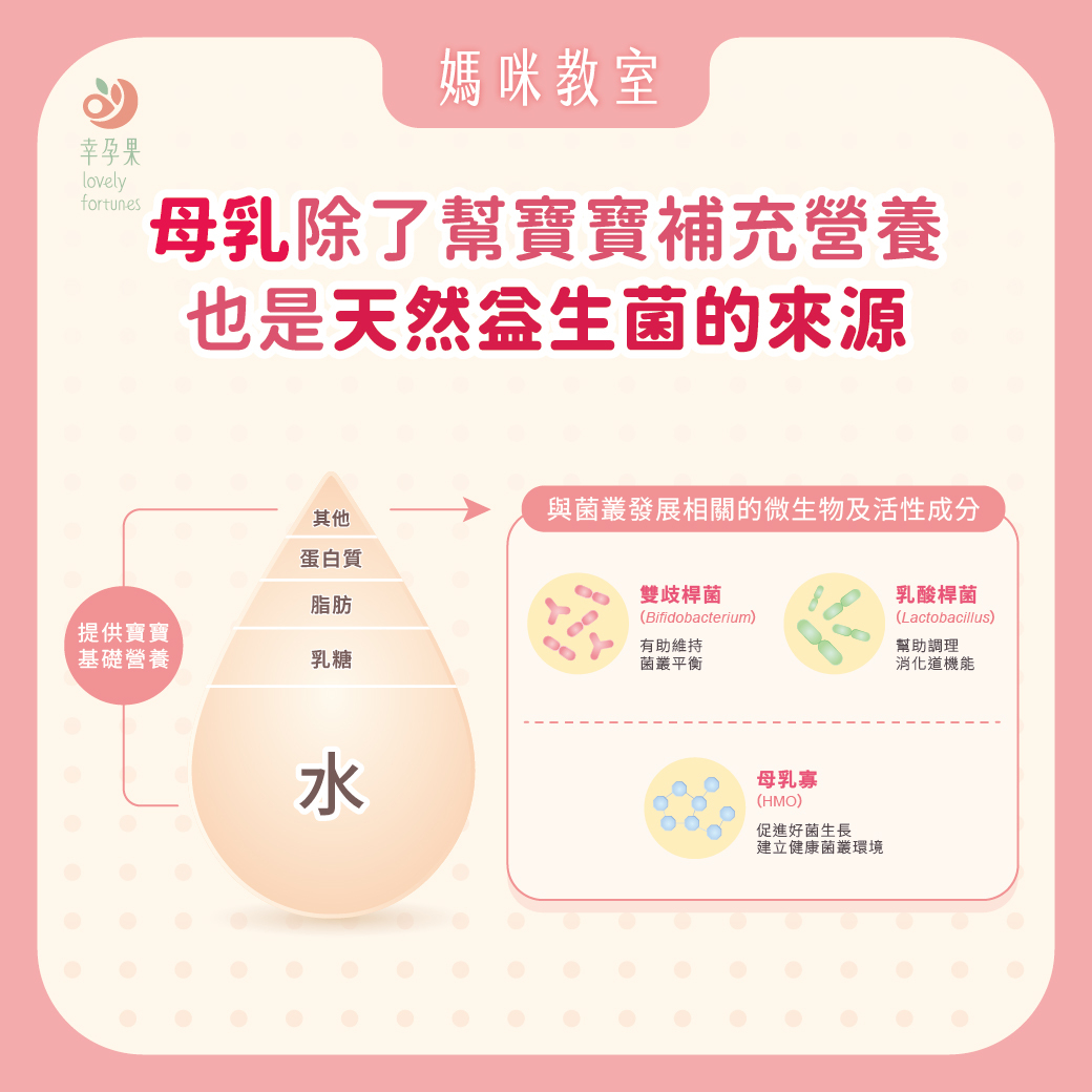幸孕果媽咪教室 原來母乳不只有營養!還有益生菌,陪伴寶寶建立生命早期的菌叢