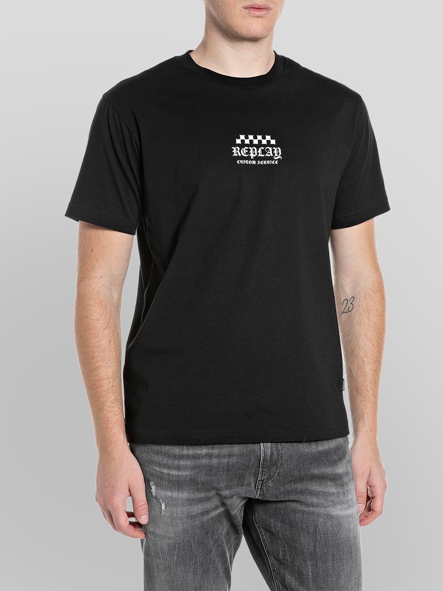 歌德字體純棉黑色T-shirt