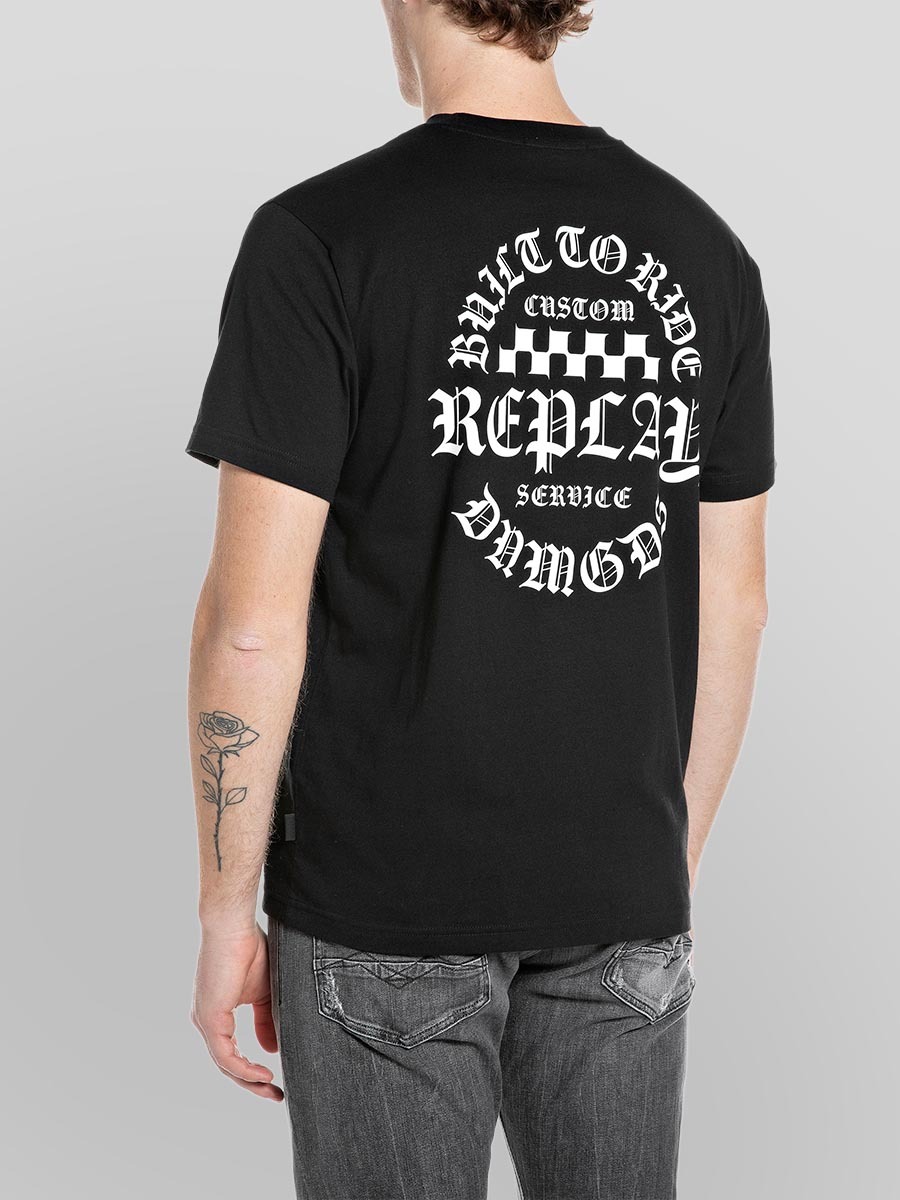 歌德字體純棉黑色T-shirt
