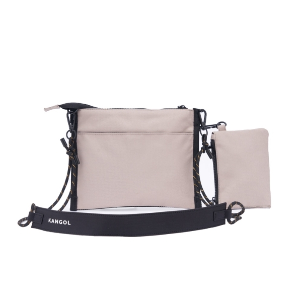 KANGOL 側背包 卡其 網袋 附零錢包 隨身小包 扁包 6325170831