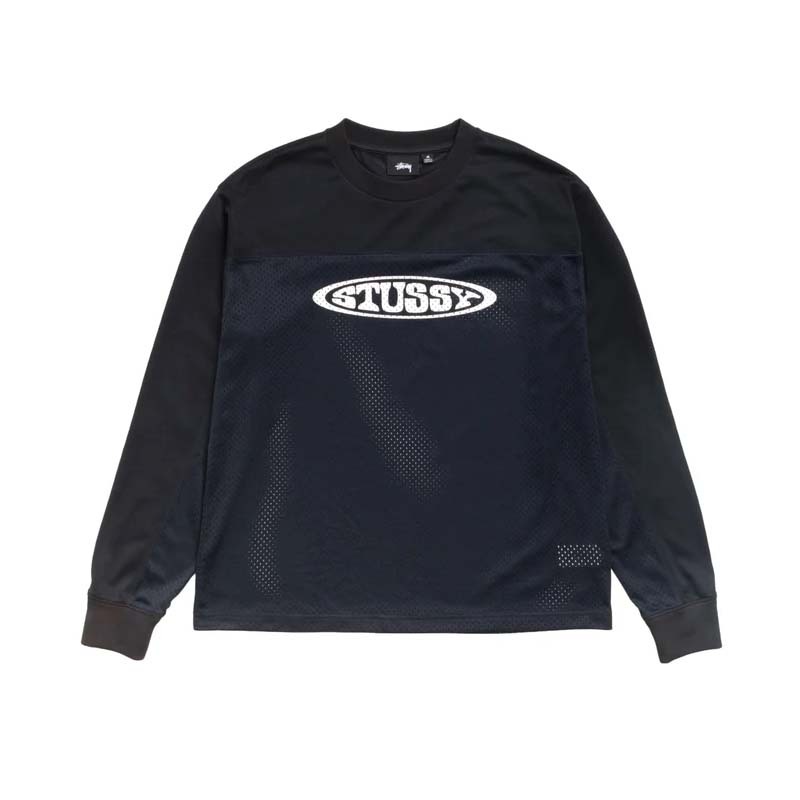 Stussy Men's Terrain Jersey Black 拼接網眼 長袖上衣 黑色 1140387-BK [台灣現貨]