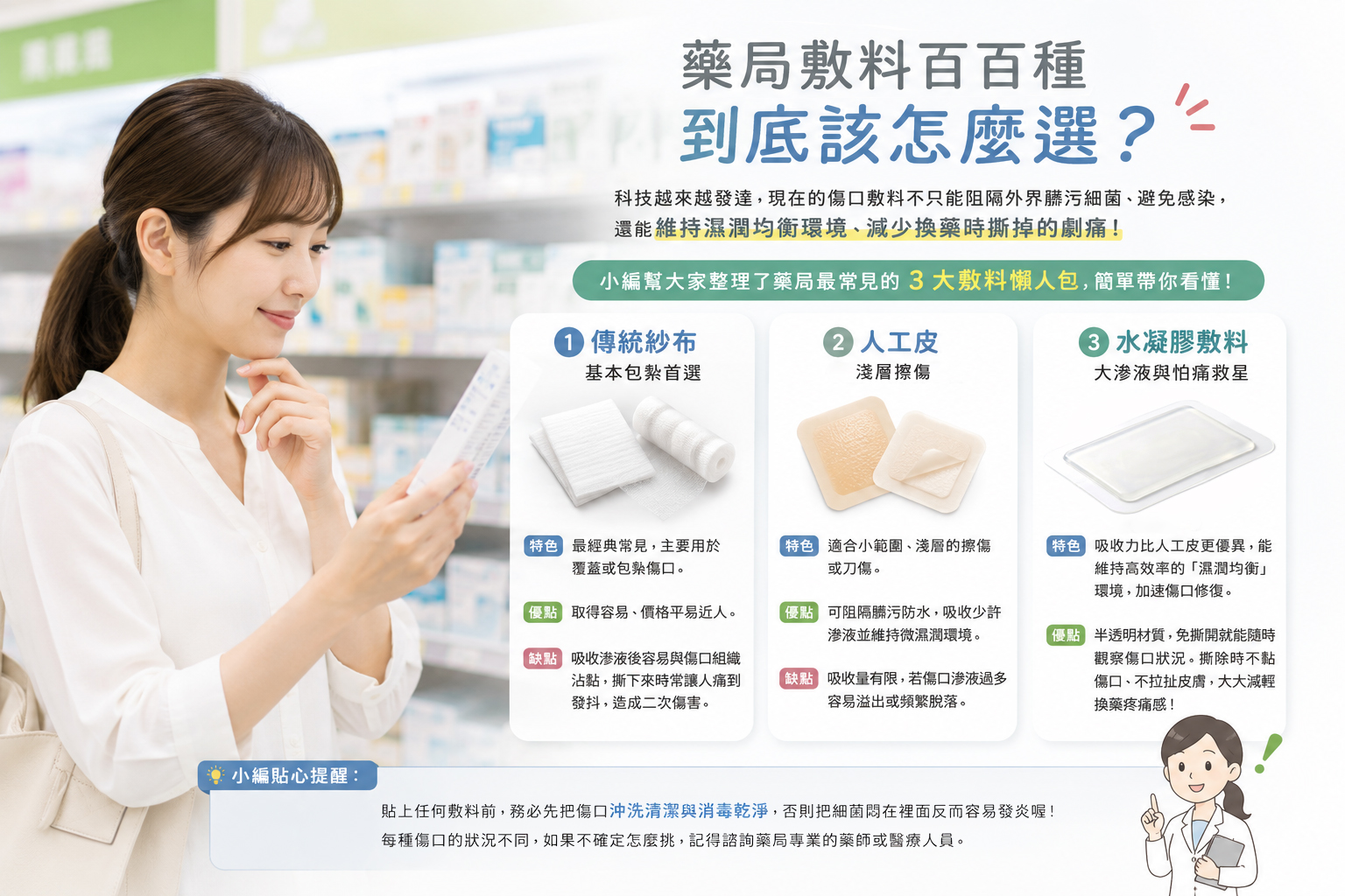 藥局敷料百百種,到底該怎麼選?小邊整理給大家!