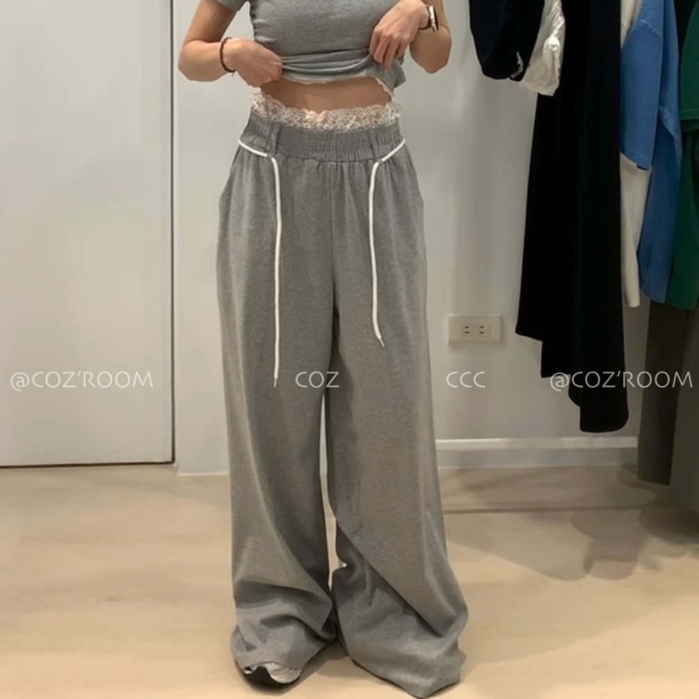 舒服又好穿的蕾絲褲頭休閒棉褲F size _663