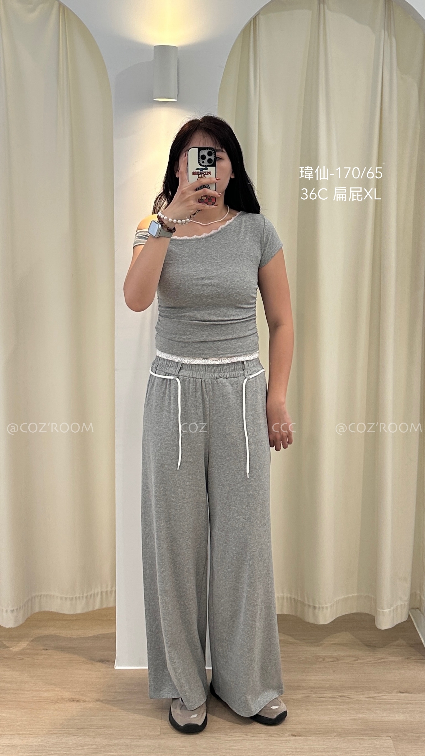 舒服又好穿的蕾絲褲頭休閒棉褲F size _663