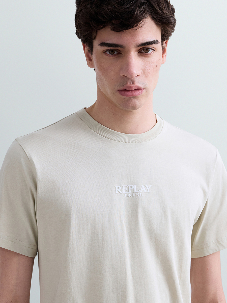 米色3D Replay Logo 純棉T-shirt