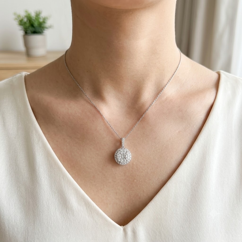 18K White Gold 0.88ct Diamond Pendant