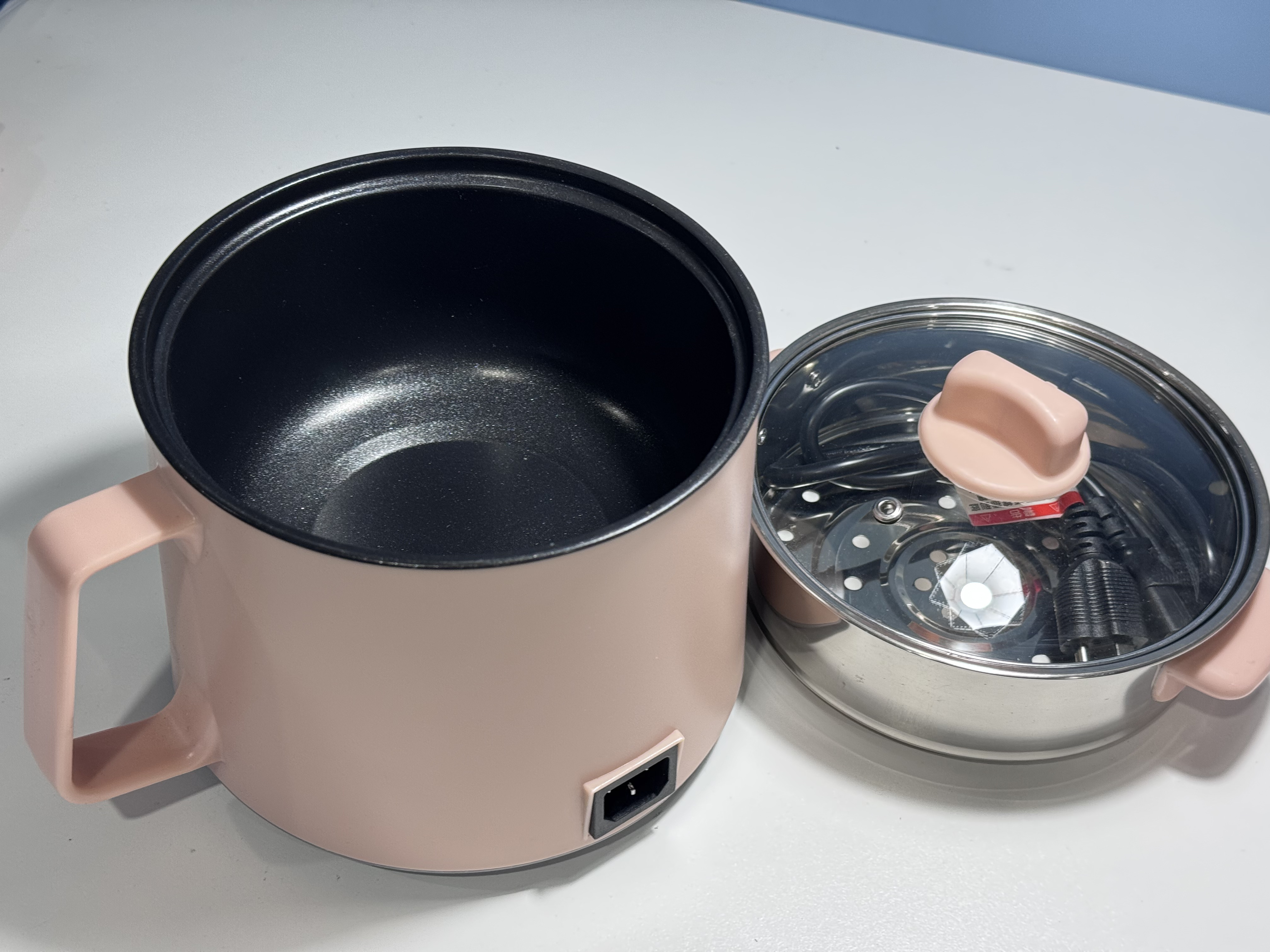 福利品出清【honjin】多功能電煮鍋 陶瓷不沾美食鍋 電火鍋 快煮鍋 美食料理鍋 1.7L大容量 可適用 蒸、煮、悶、燉、炒 粉色