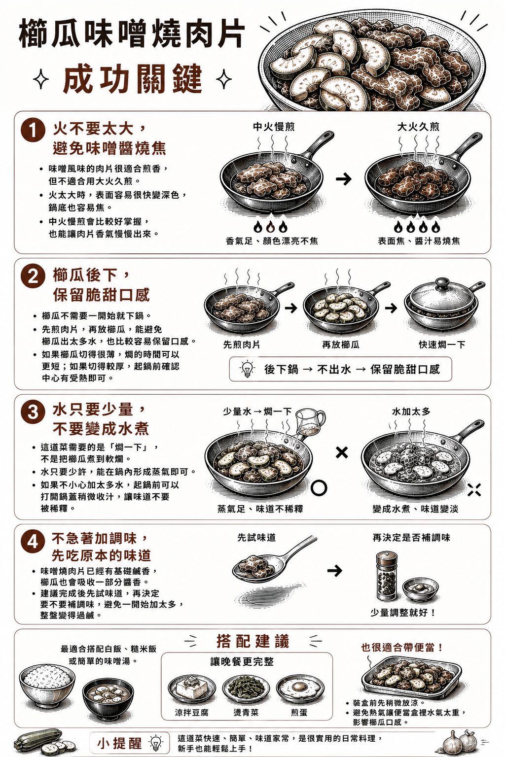 櫛瓜味噌燒肉片｜成功關鍵