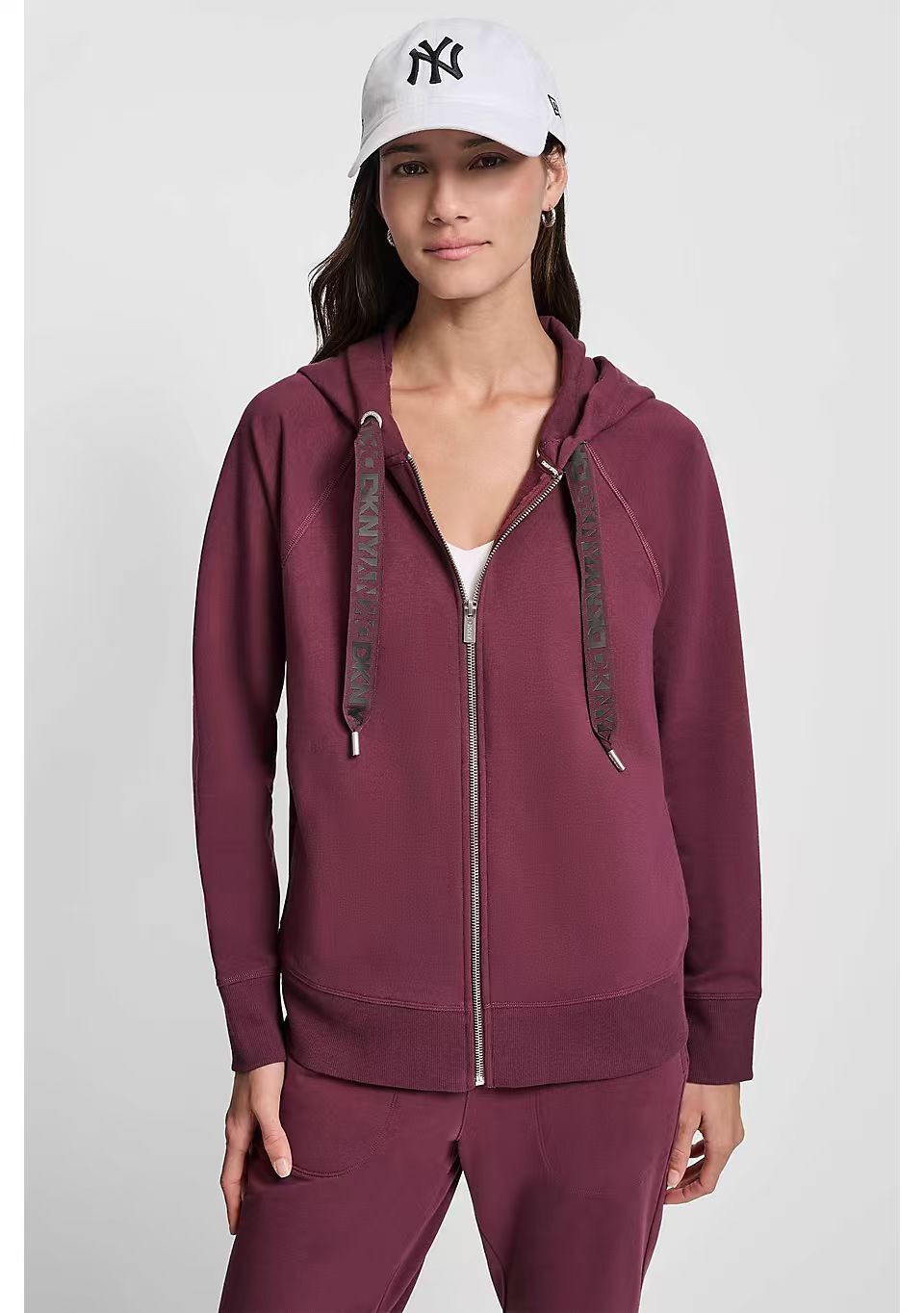 【預購】 DKNY SPORT H0729123 女裝拉鏈連帽外套 (酒紅色)