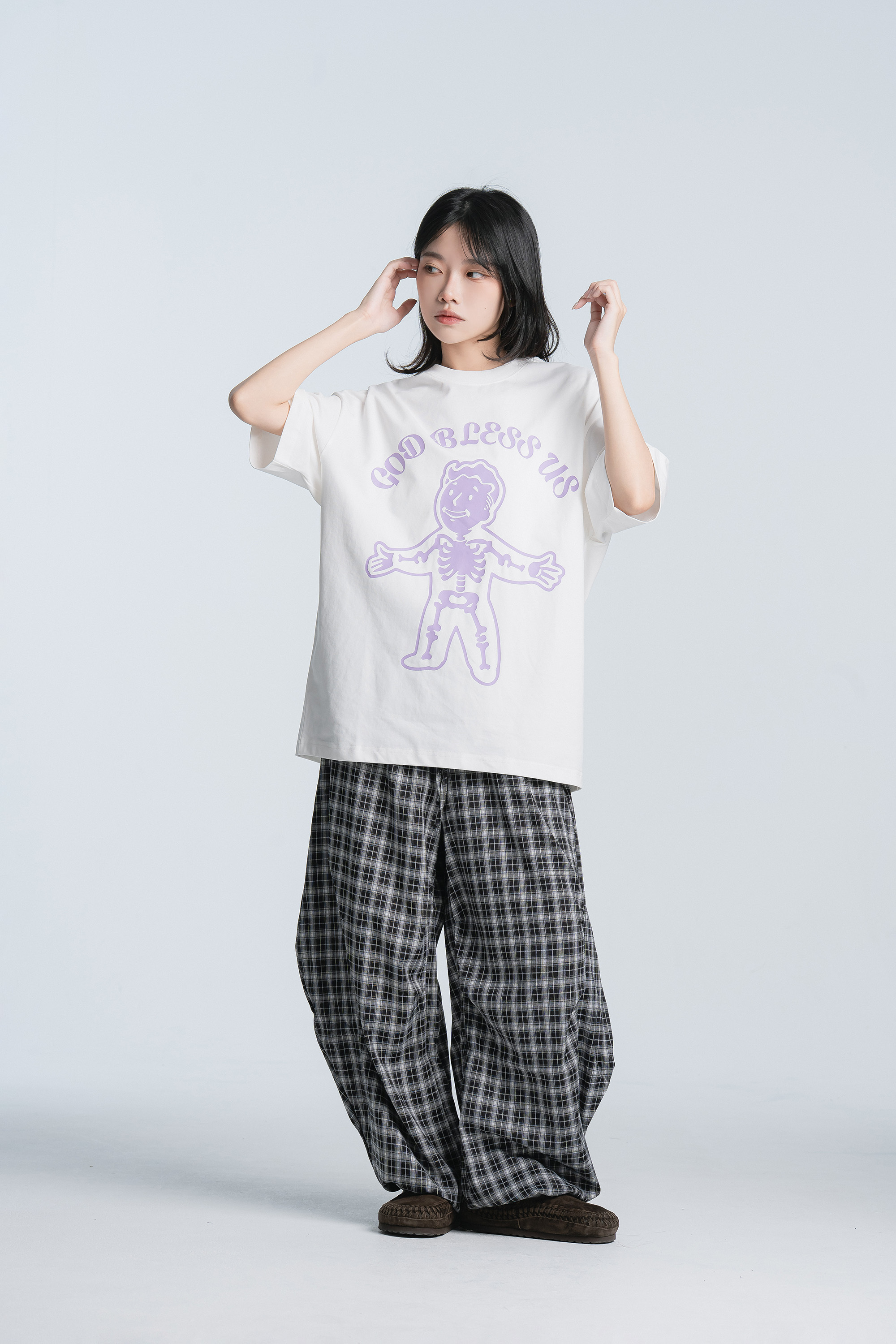 July｜逗趣骷髏印花短袖t 2色