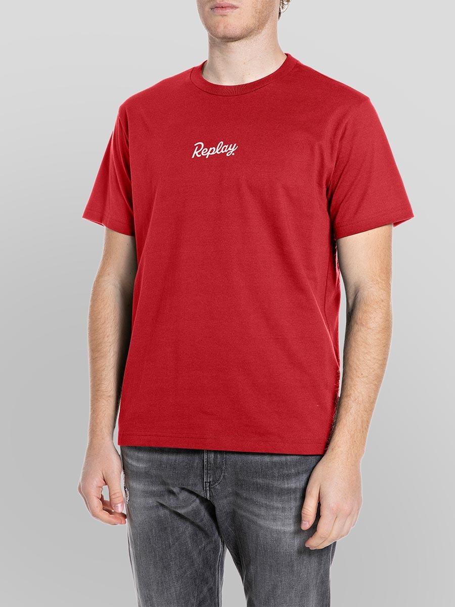 Logo印花紅色純棉T-shirt