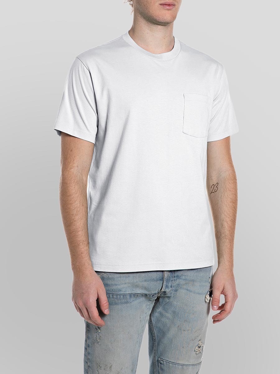 白色有機棉口袋純棉T-shirt