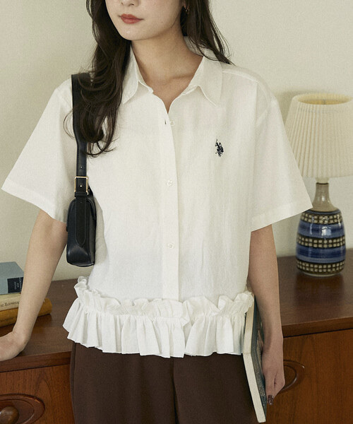 U.S. POLO ASSN. × PUBLUX / Frilled Hem Shirt