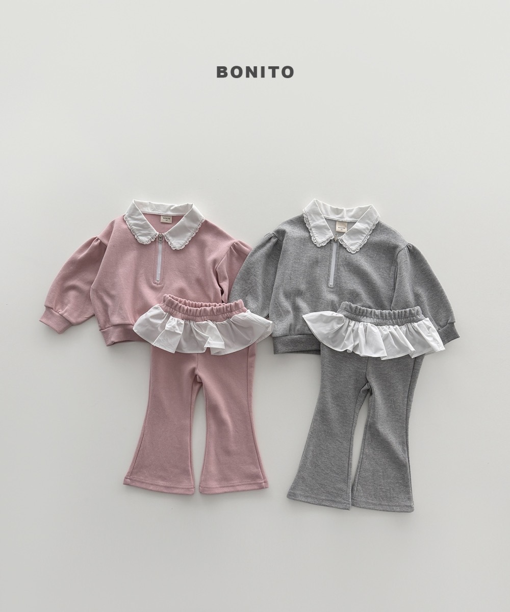 Bonito 甜美蕾絲領拉鍊套裝 / 2色