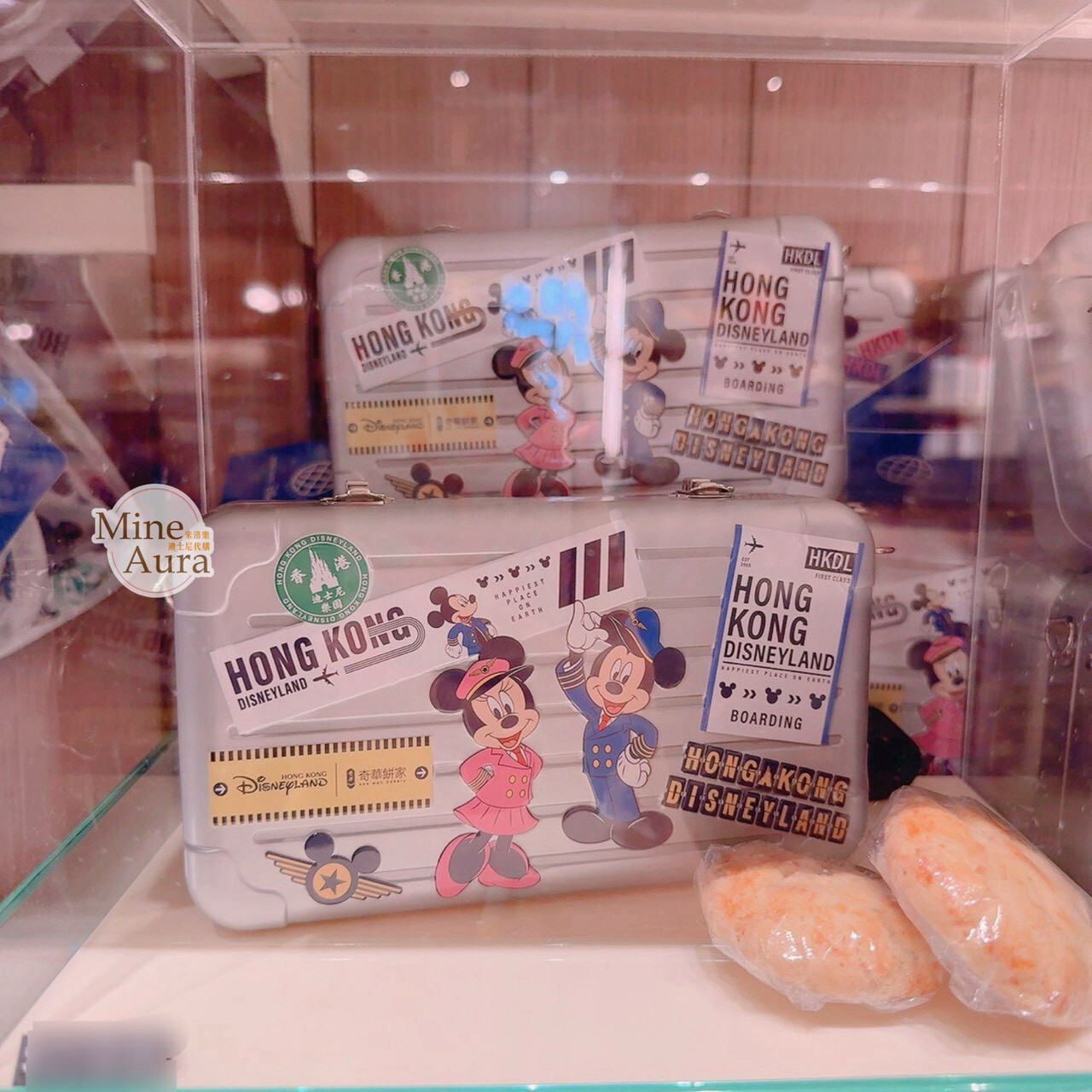 樂園限定 機場系列 米奇 Mickey 米妮 Minnie 機長圖案 行李箱 造型 餅乾 鐵盒 禮盒 -香港迪士尼樂園