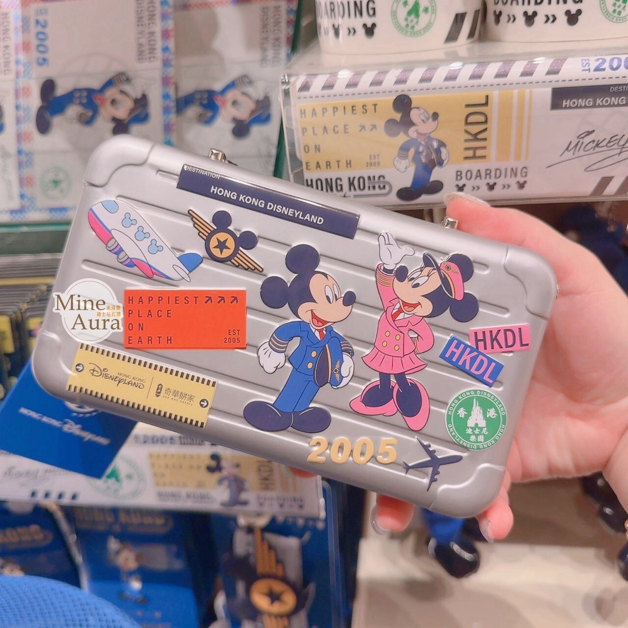 樂園限定 機場系列 米奇 Mickey 米妮 Minnie 機長圖案 行李箱 造型 餅乾 鐵盒 禮盒 -香港迪士尼樂園