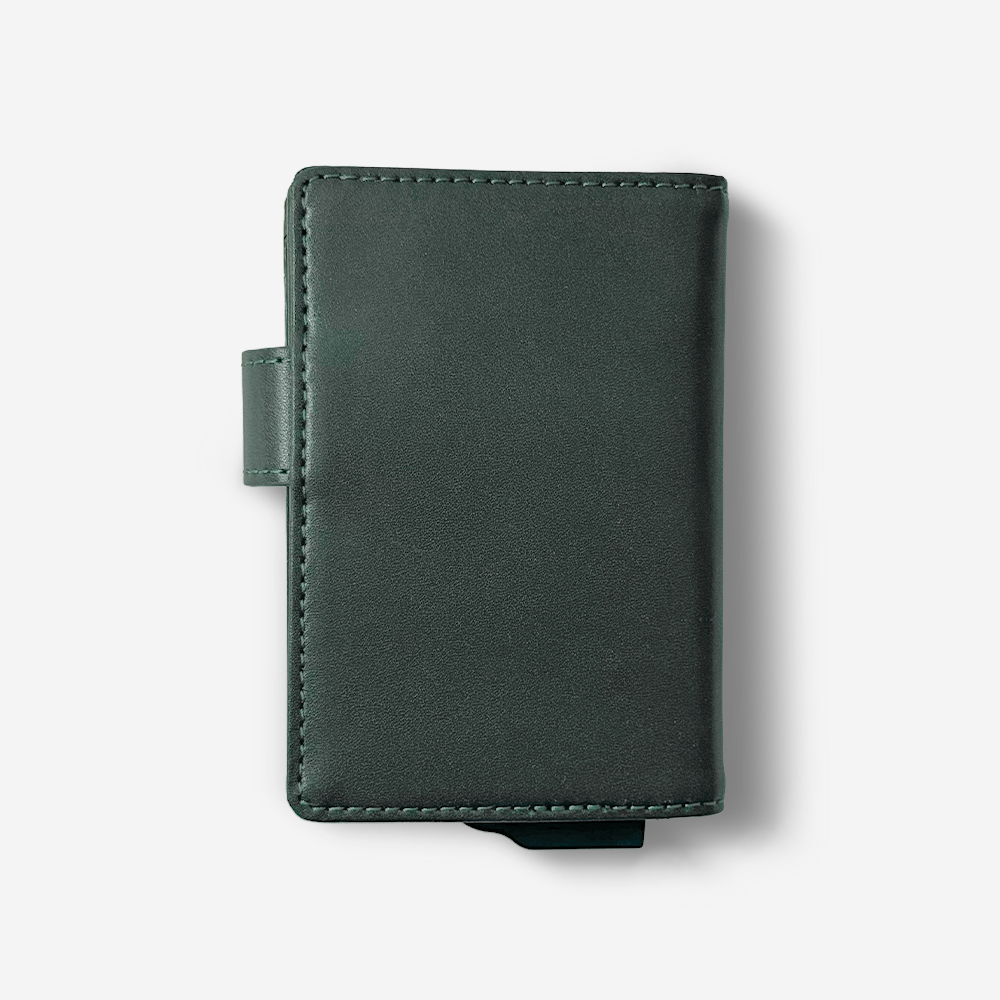 CARDHODA 刺繡扣式 RFID 防盜刷錢包 (綠珀)