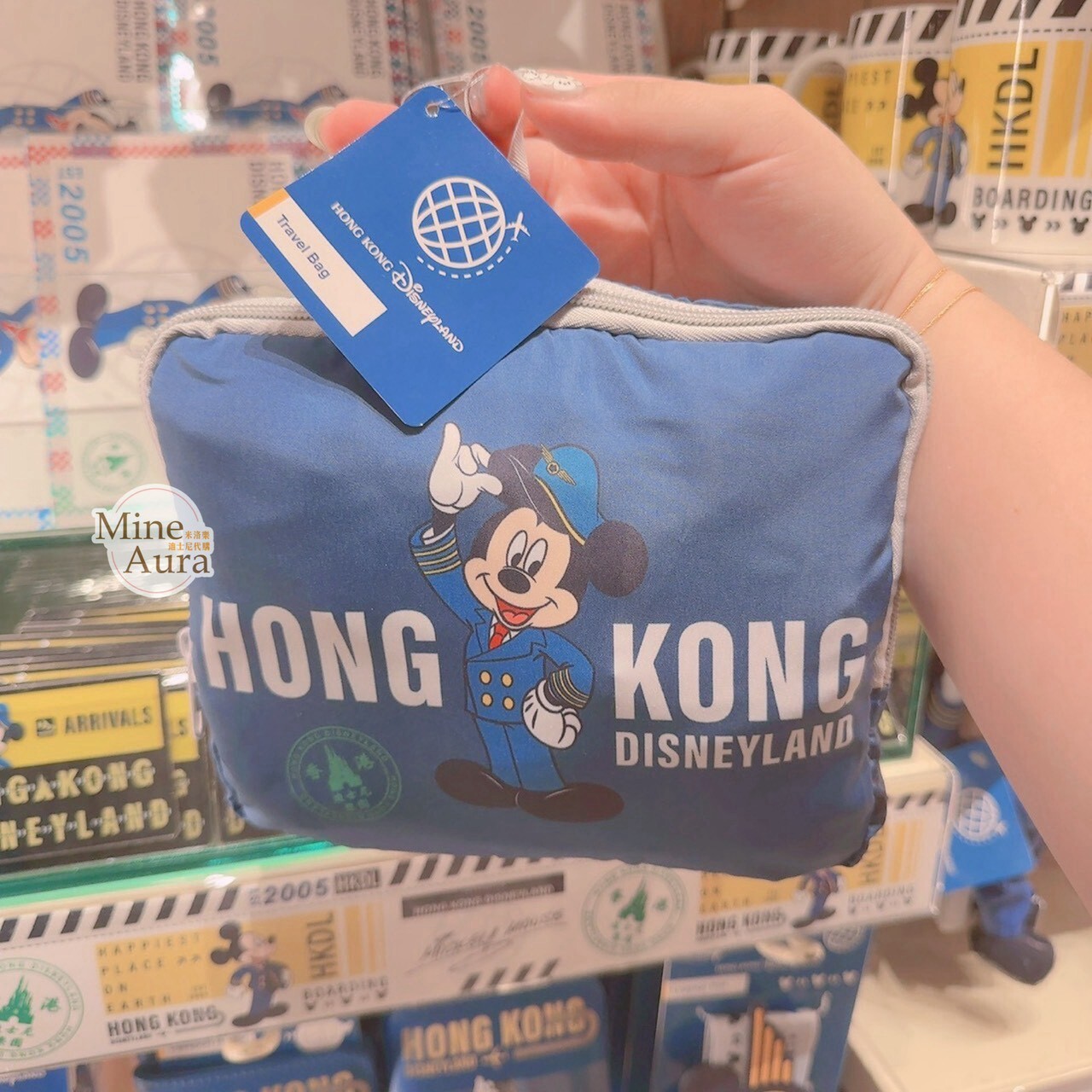 樂園限定 機場系列 米奇 Mickey 機長圖案 隨身 行李袋 旅行袋 托特包 肩背包 旅行用品 -香港迪士尼樂園