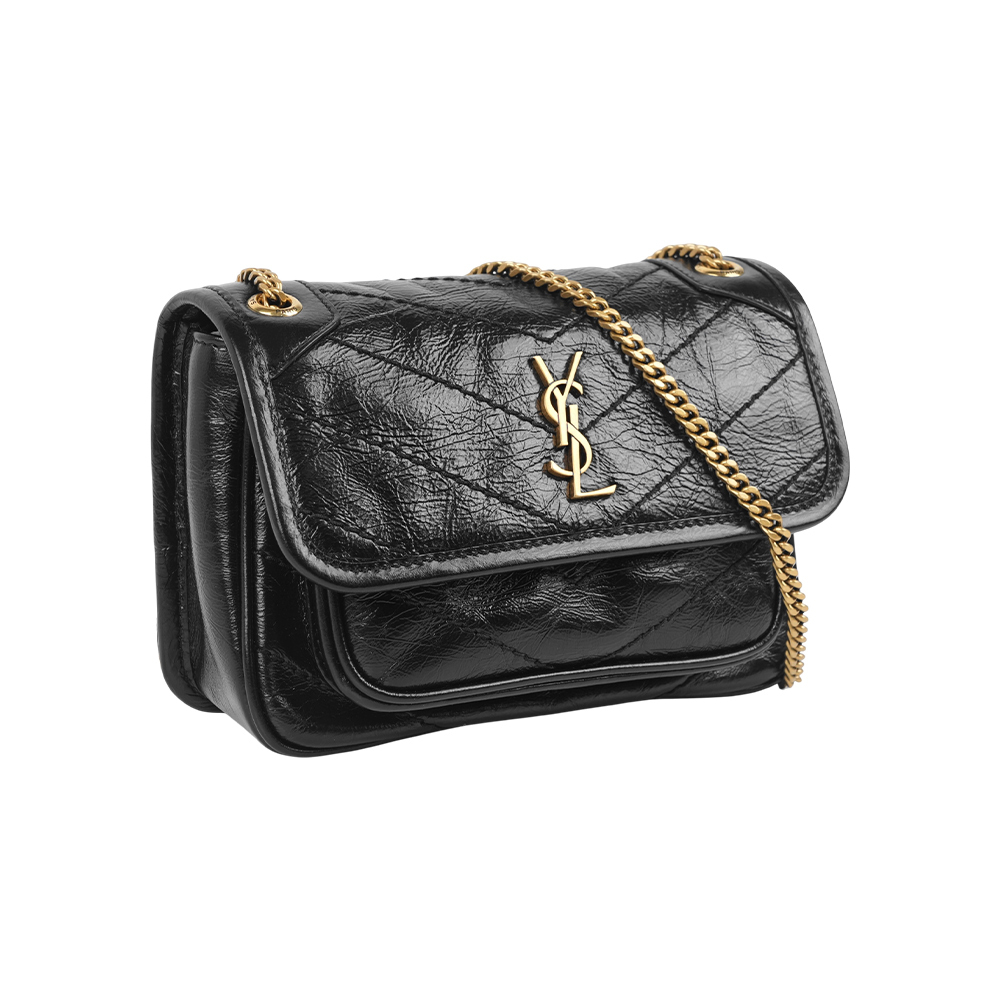 【Yves Saint Laurent】NiKi Mini 金釦二用迷你包(黑色)