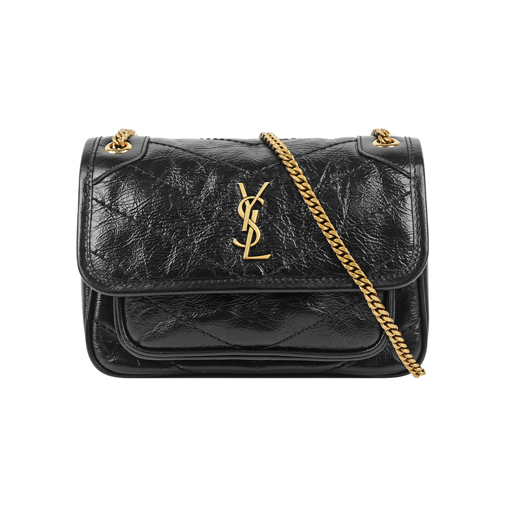 【Yves Saint Laurent】NiKi Mini 金釦二用迷你包(黑色)