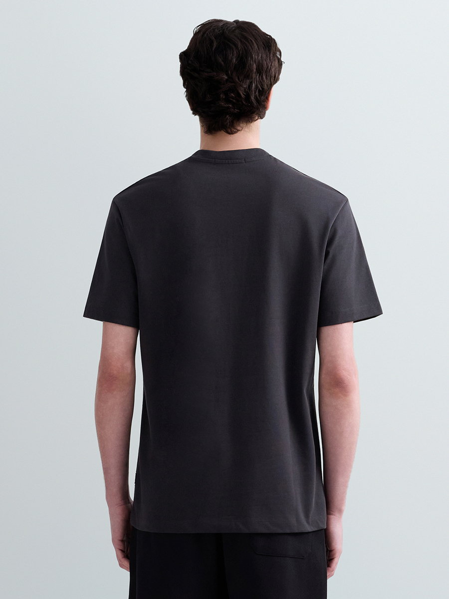 深灰色刺繡Logo純棉T-shirt