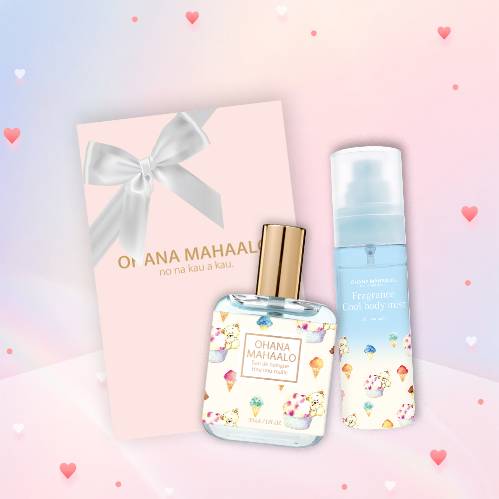 【香沁香愛】OHANA MAHAALO香沁保濕霧80ml+同款輕香水 30ml+粉紅禮物盒(小)