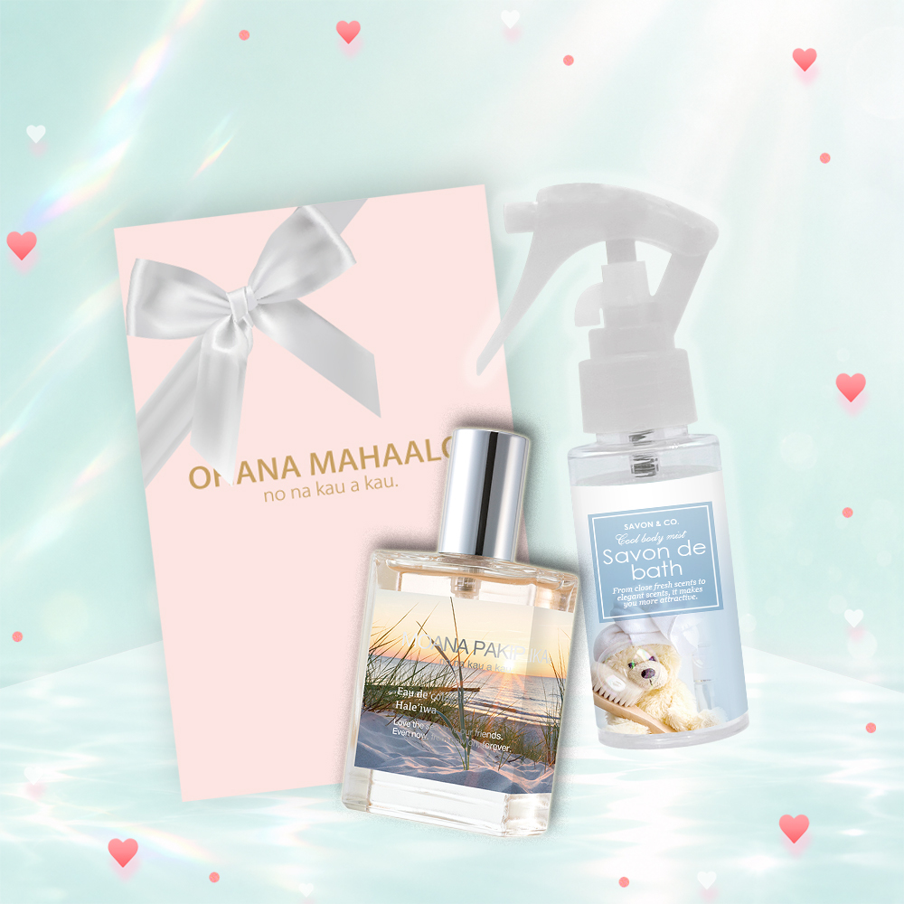 【愛你MO法度】MOANA PAKIPIKA  輕香水28ml+SAVON & CO.通體舒涼身體噴霧50ml+粉紅禮物盒(小)
