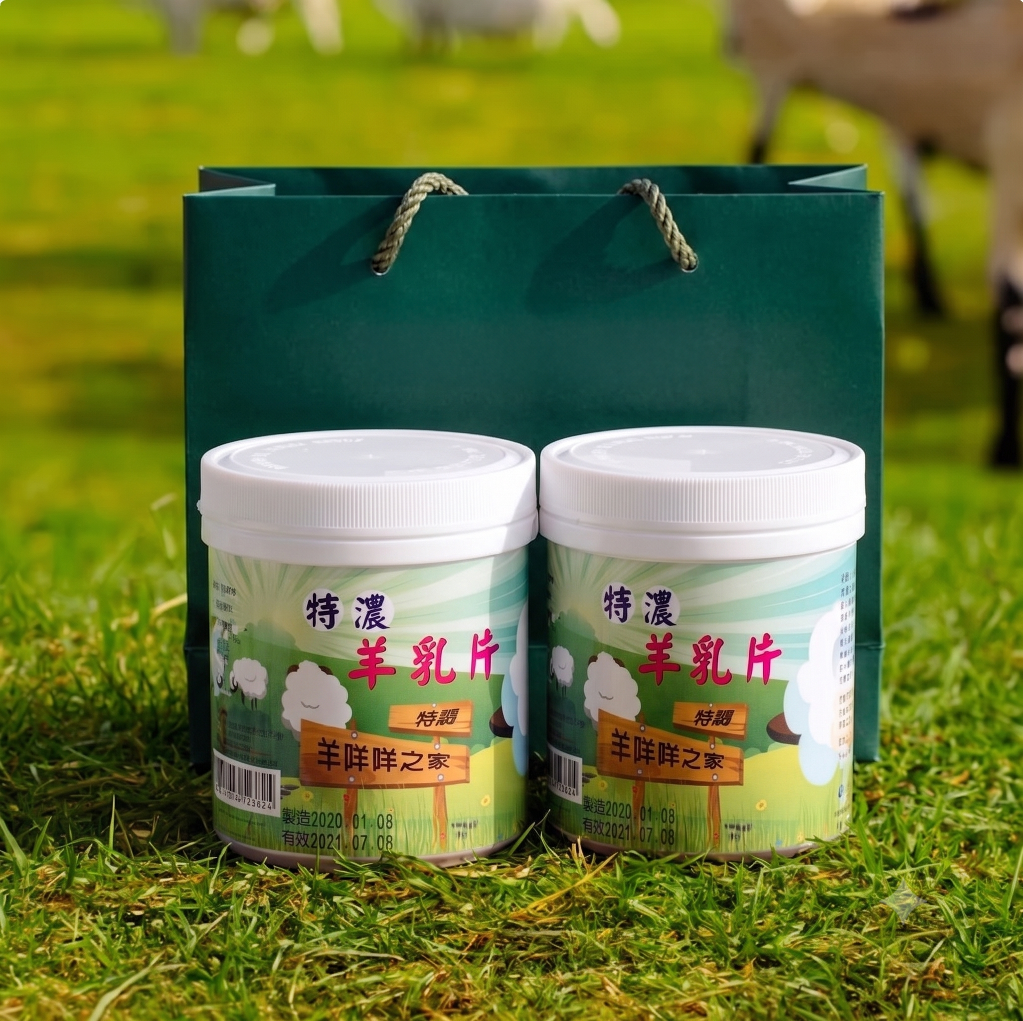 草屯院|特濃羊乳片禮盒：滿意雙咩組(附提袋)