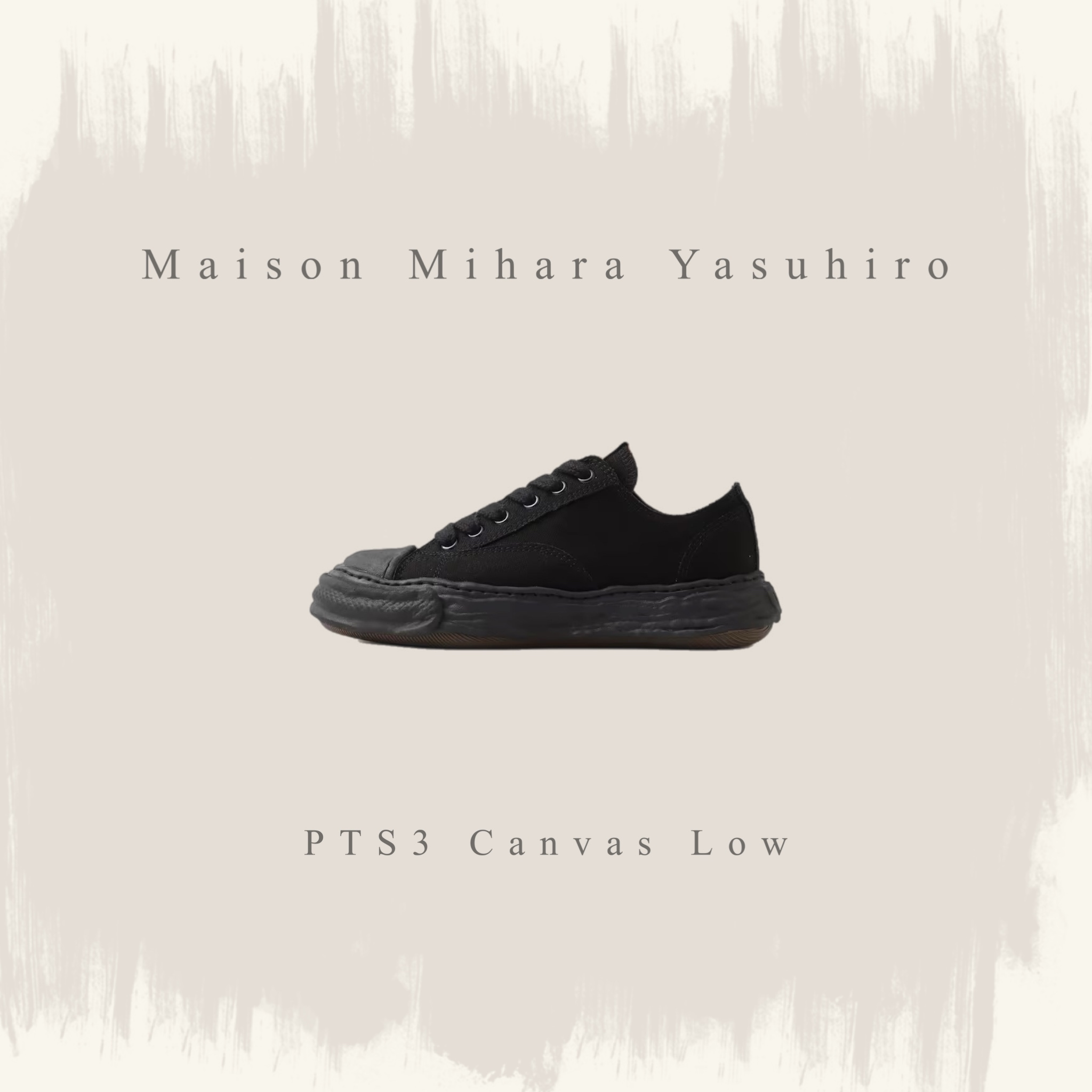 MAISON MIHARA YASUHIRO PTS23 CANVAS LOW-TOP 全黑 溶解鞋 MMY 男女 A11FW702