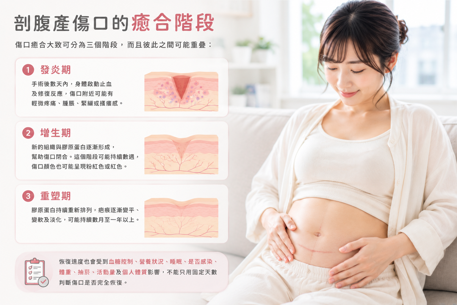 剖腹產傷口的癒合階段