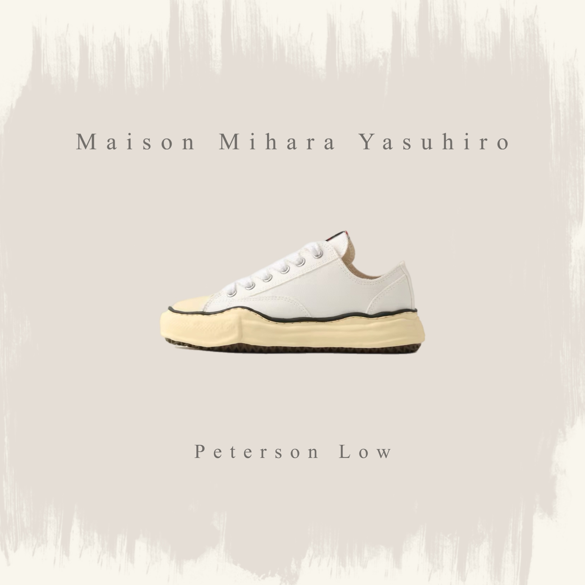 MAISON MIHARA YASUHIRO PETERSON LOW 白 黑線 奶油底 溶解鞋 MMY 男女 A09FW733