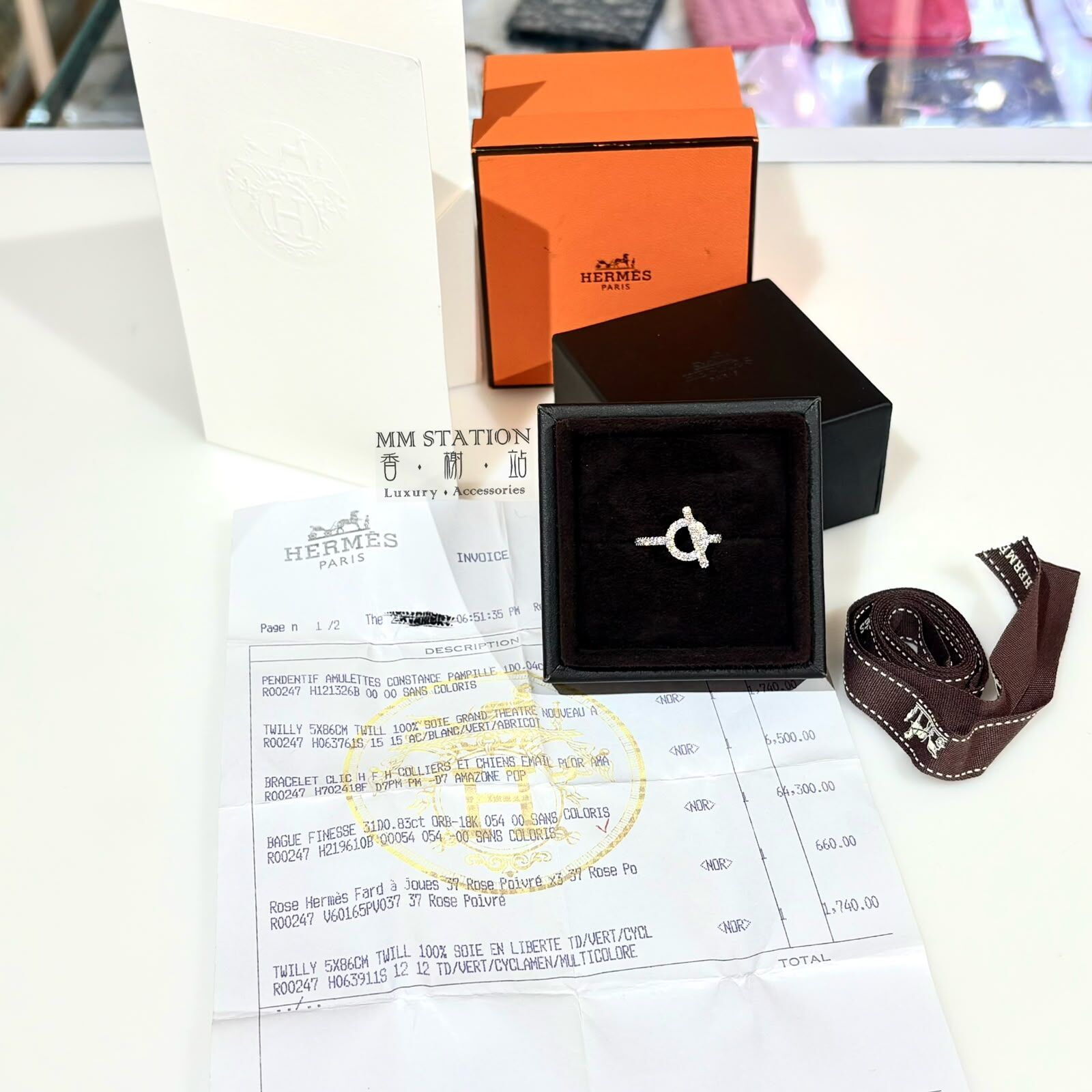 全新HERMES 小Q戒指54碼 18K白金 鑽石 H219610B #BRAND NEW #香榭站正品