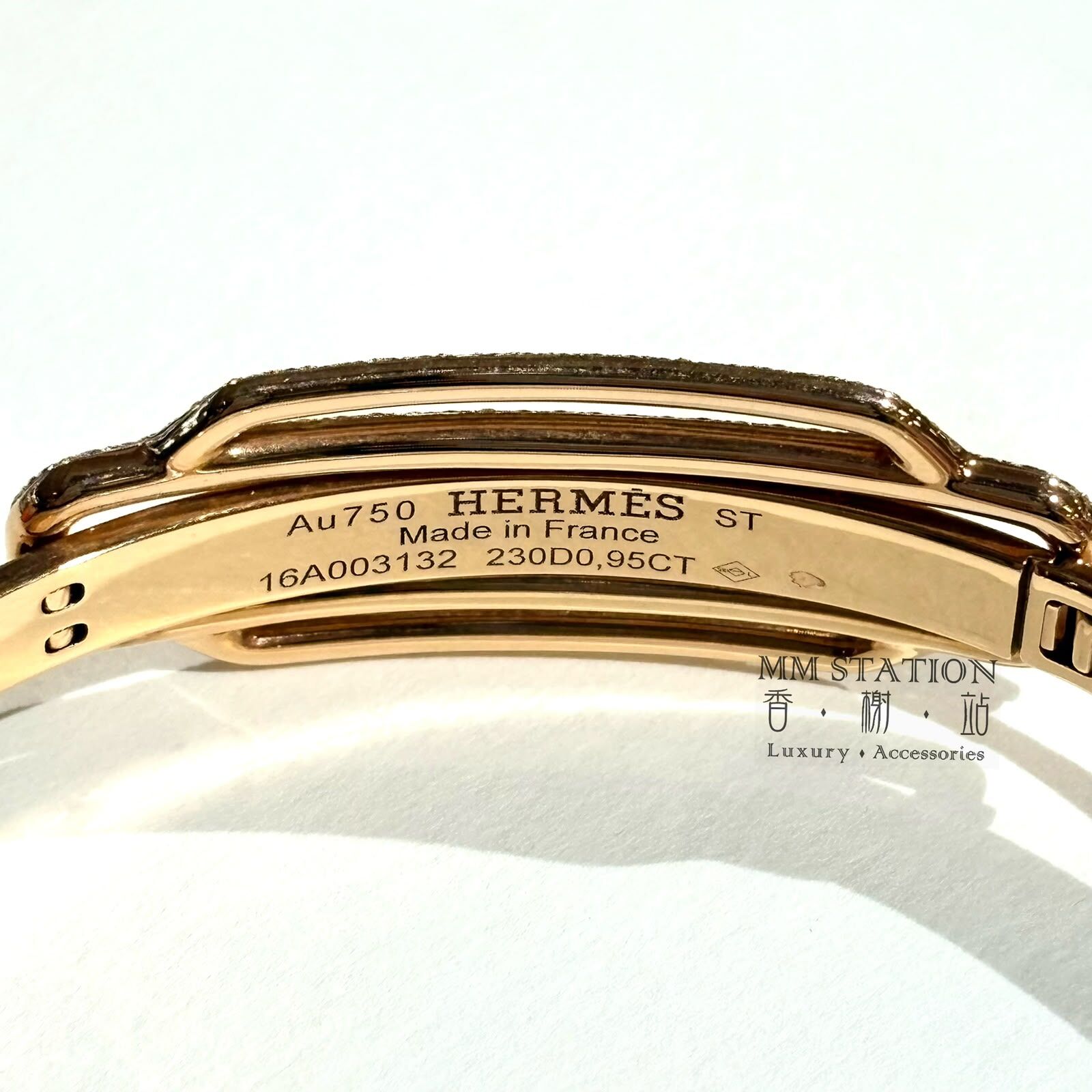 全新HERMES手鐲 ST碼 (0.95ct) 230D鑽石 750 18K玫瑰金 ATTELAGE Bracelet H216402B #BRAND NEW #香榭站正品