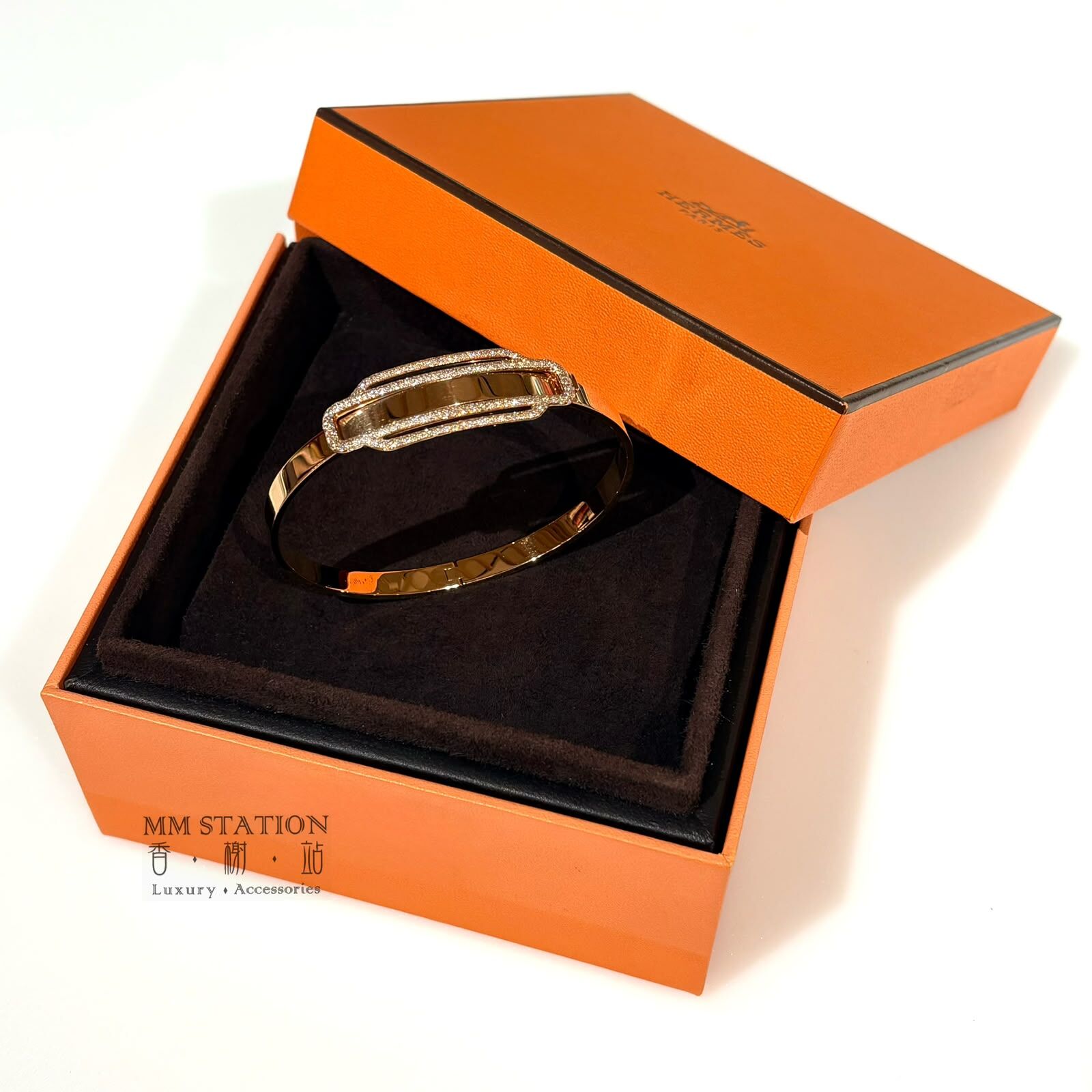 全新HERMES手鐲 ST碼 (0.95ct) 230D鑽石 750 18K玫瑰金 ATTELAGE Bracelet H216402B #BRAND NEW #香榭站正品