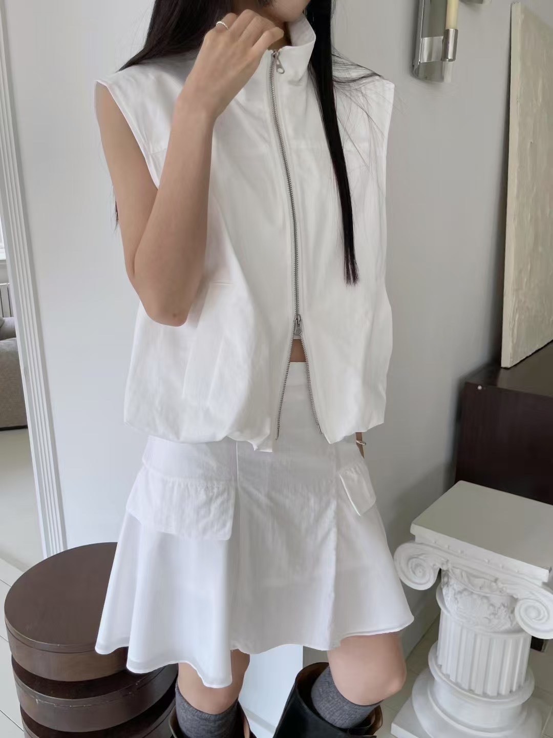 高腰傘擺短裙