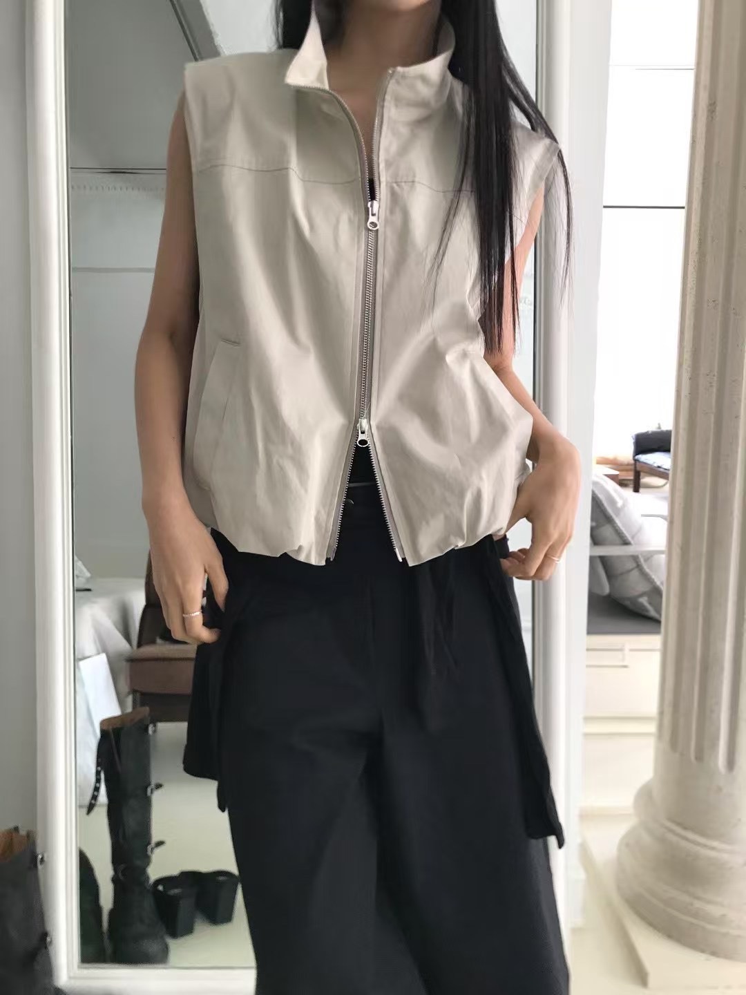 雙開拉鍊泡泡馬甲外套